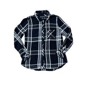 Rails Plaid Flannel Button Front Shirt Women's Small Black White